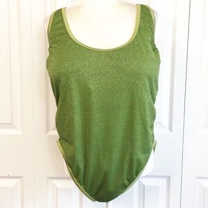 Fe Noel x Target Shimmery Green Metallic Ruched One Piece Swimsuit 1X
